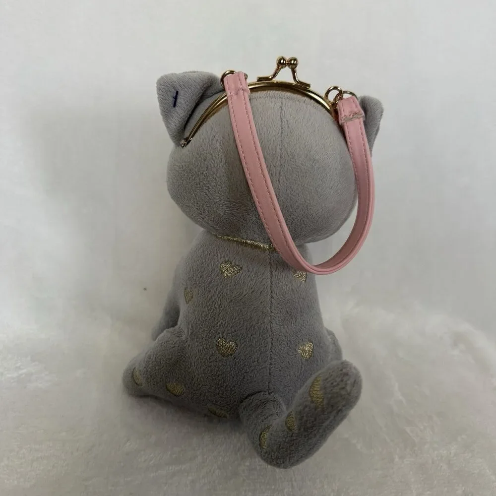 Gymboree Plush Cat Coin Purse Coquette Kawaii Kitty Novelty Handbag Pink
